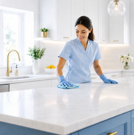 A spotless kitchen cleaned by the Clean Time team